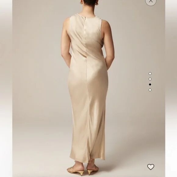 J. Crew Metallic High Neck Slip Dress In Luster Crepe Spring 2024 - Gold 18 - Picture 2 of 12
